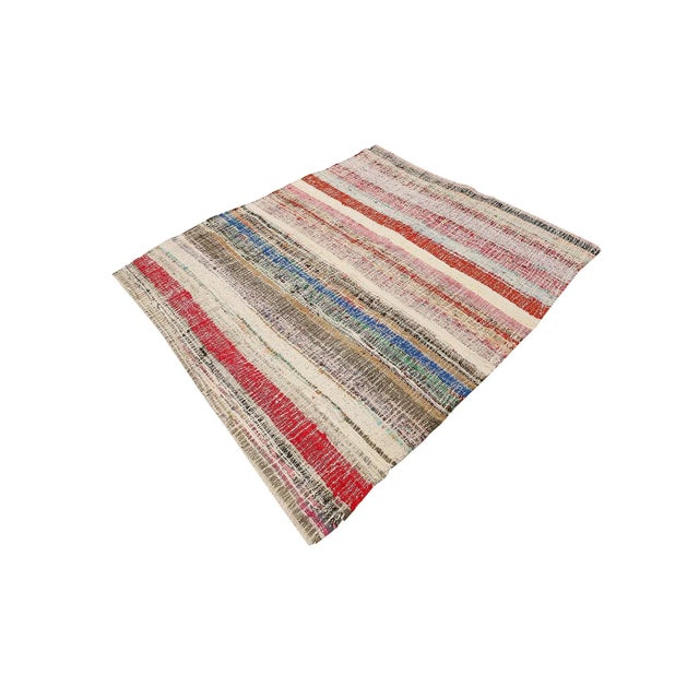 Traditional Mid 20th Century Vintage Small Rag Rug For Sale - Image 3 of 7