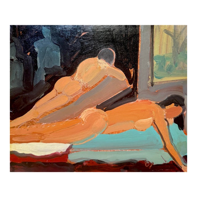 Figure Painting Expressionist Style on Panel 10x12 For Sale