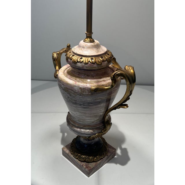 Bronze Mid 19th Century Large Louis XV style lamp in marble and decorated with decorative bronze For Sale - Image 8 of 12