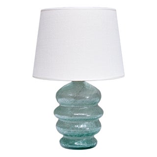 Green Glass Table Lamp by Ture Berglund for Skansens Glasbruk, Stockholm, Sweden, 1940s For Sale