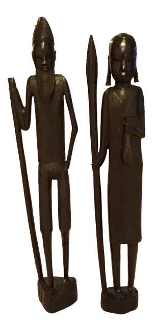 Vintage African Tribal Carved Figures - a Pair