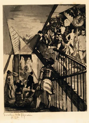 Escalier de la Fiuration - Etching and Aquatint by Charles Pierre Renouard 1881