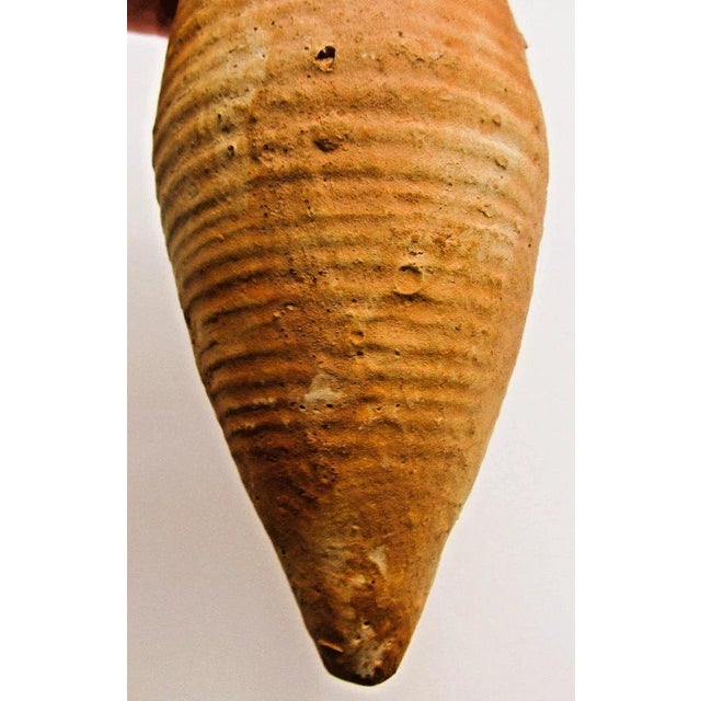 Ancient Terracotta Elongated Piriform Body Transport Amphora on Stand For Sale - Image 10 of 13