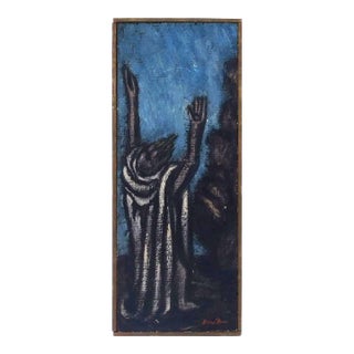 Ben-Zion Weinman, the Prophet, Modernist Judaica Oil Painting Biblical Jewish Rabbi at Prayer For Sale