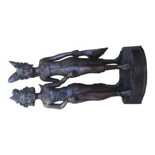 Vintage Balinese Klungkung as a Hand-Carved Hardwood Sculpture – Ceremonial Court Couple . – Bali. For Sale