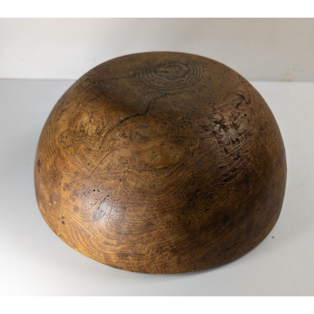 19th Century Primitive Rustic Hand Carved Elm Bowl, New England For Sale - Image 14 of 18