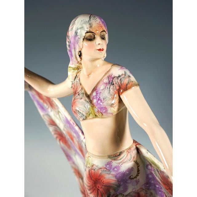 1920s Art Deco Dancer in Costume by Josef Lorenzl for Goldscheider, 1923 For Sale - Image 5 of 8