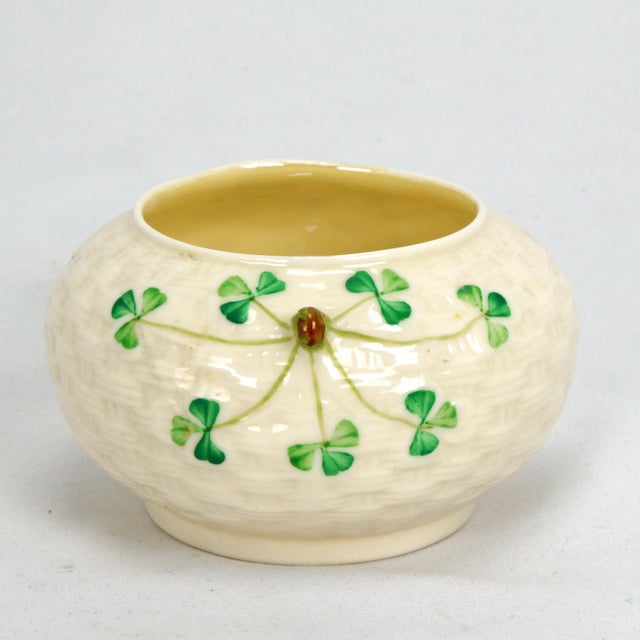 Belleek Shamrock Basketweave Irish Tea Serving Set 6th Green Mark For Sale - Image 10 of 18