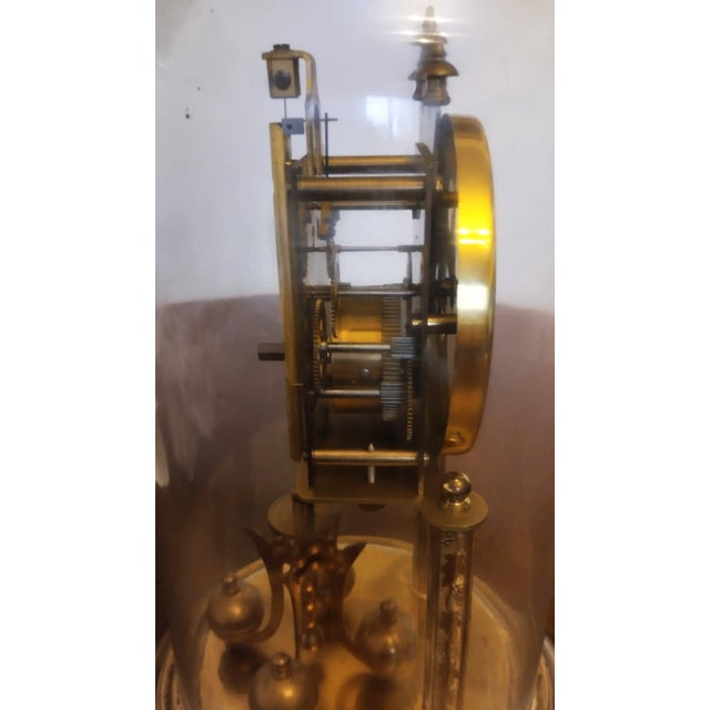 Antique Yearly Clock with Glass Dome For Sale - Image 4 of 8