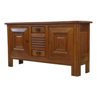Oak and Wrought Iron Buffet by Charles Dudouyt, 1940s For Sale