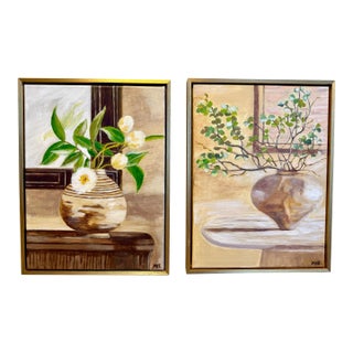 Contemporary Impressionist Style Original Still Life Paintings (Set of 2) For Sale