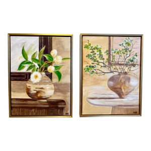 Contemporary Impressionist Style Original Still Life Paintings (Set of 2)