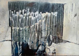 1980s Abstract Composition Painting by Jolanta Caban
