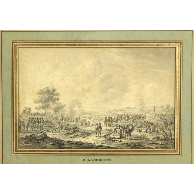 An OUTSTANDING late 18th century panoramic view of an historic battlefield. It looks like the troops are regrouping after...