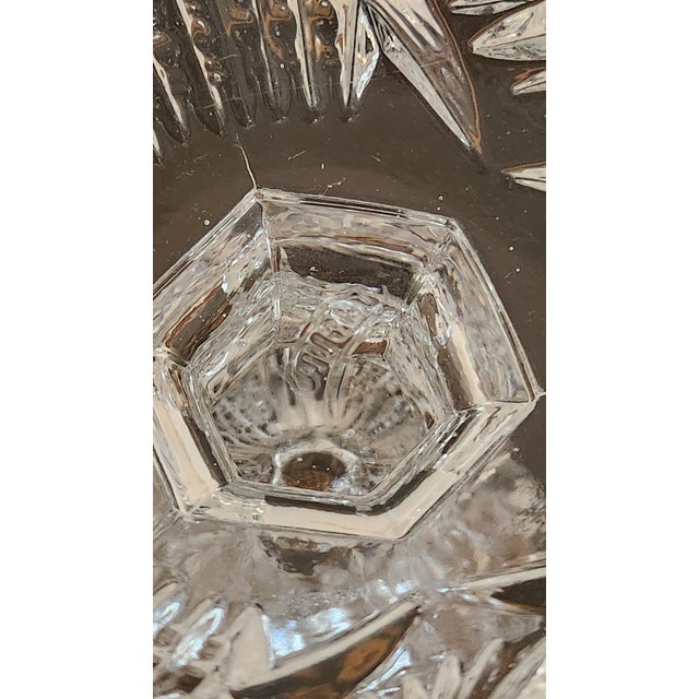 1910s Antique Imperial Glass Nucut Footed Compote in Clear Pressed Glass With Sawtooth Rim For Sale - Image 5 of 18