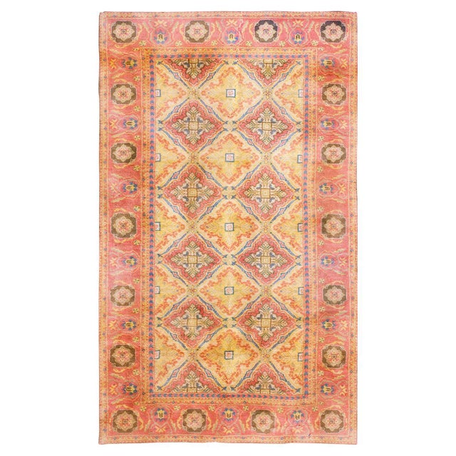 Early 20th Century Cotton Agra Carpet ( 4' x 7' - 122 x 215 cm ) Antique Agra - Cotton Small Scatter Size Wool Green Rug,...