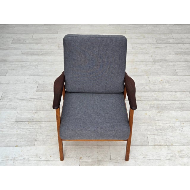Mid-Century Modern Set of Vintage Danish Armchairs in Furniture Wool and Teak and Oak, 1960s For Sale - Image 3 of 18