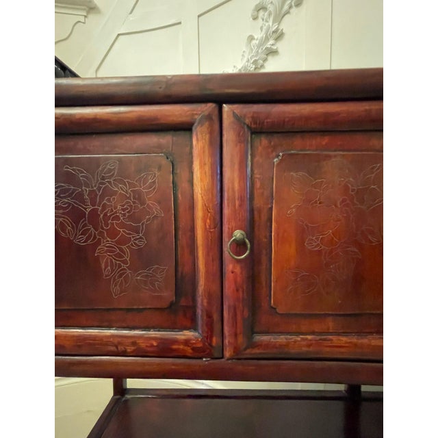 Brown Chinese Hardwood Display Cabinet For Sale - Image 8 of 17