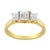 A three stone diamond ring that is delicately designed with three natural, sparkling princess-cut diamonds pring set in...
