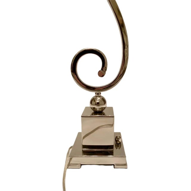 1990s Contemporary Silver Metal Swirl Freestanding Table Lamp For Sale - Image 4 of 12