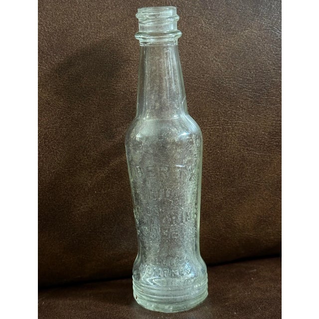Transparent Vintage 1940s Liberty Aid Soft Drink Base Small Glass Bottle For Sale - Image 8 of 11