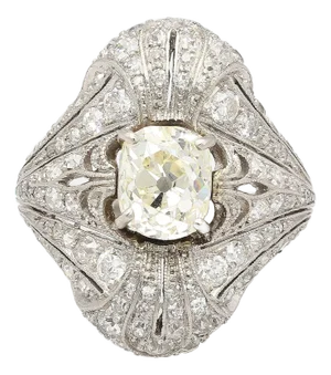 Mid 20th Century Art Deco 1.55 Carat Old European Cut Diamond Milgrain Filigree Platinum Ring, Size 5