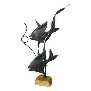 Mid-Century Wrought Iron Fish Sculpture, 1960s For Sale