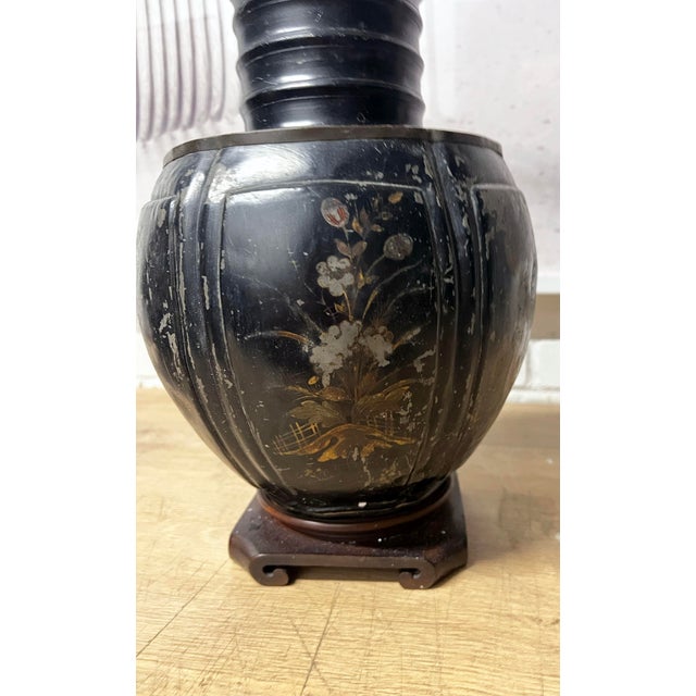 Antique Chinese Tea Canister Tole Lamps - a Pair For Sale - Image 10 of 12