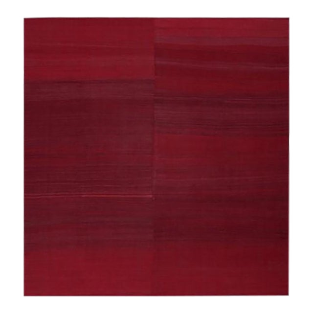 Vintage Afghan Tribal Kilim Square Rug, in Red, From Rug & Kilim For Sale