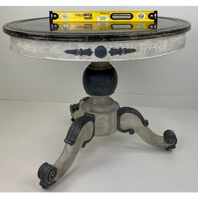 Wood 19th Century Pedestal Table With Marble Top For Sale - Image 7 of 11