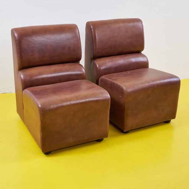 They show signs of wear visible in the photos. - One has a hole due to a burn. Height: 71 Width: 48 Depth: 63 Seat height:...