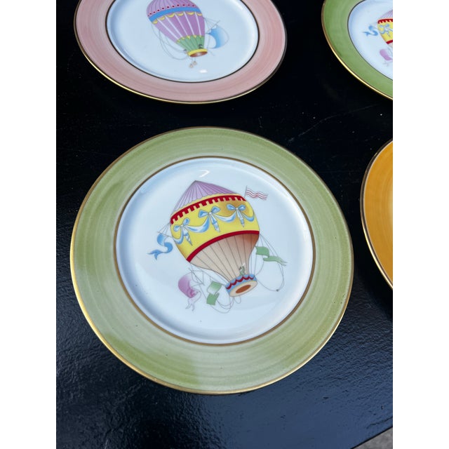 1970s Limoges Hot Air Balloon Plates Set of 4 For Sale - Image 4 of 7
