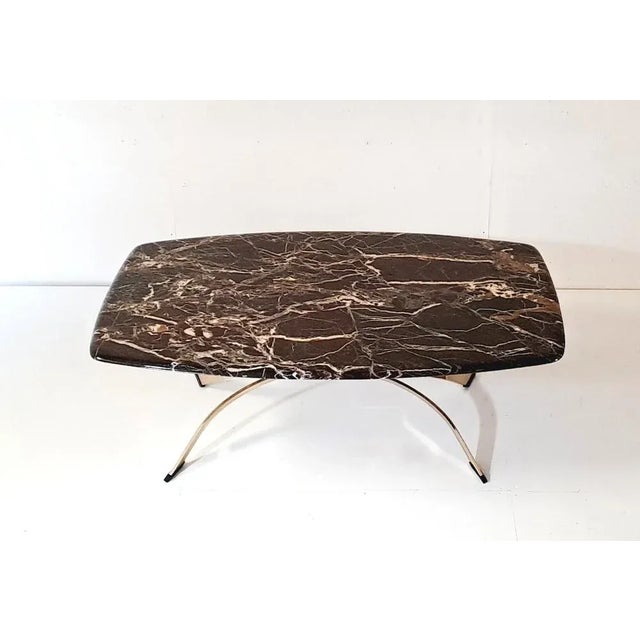 Large French Marble and Bronze Coffee Table, 1970 For Sale - Image 4 of 11