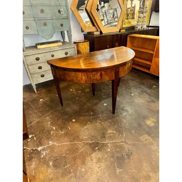 Wood 19th C. Italian Walnut Demi-Lune Center Table For Sale - Image 7 of 9