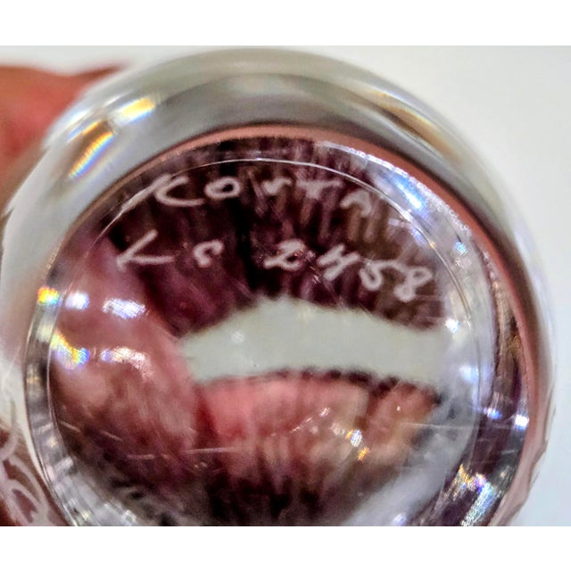 Kosta Sweden 1960s Glass Owl Paperweight Lg 2458 by Vicke Lindstrand, Vintage Etched Crystal Figurine For Sale - Image 9 of 9