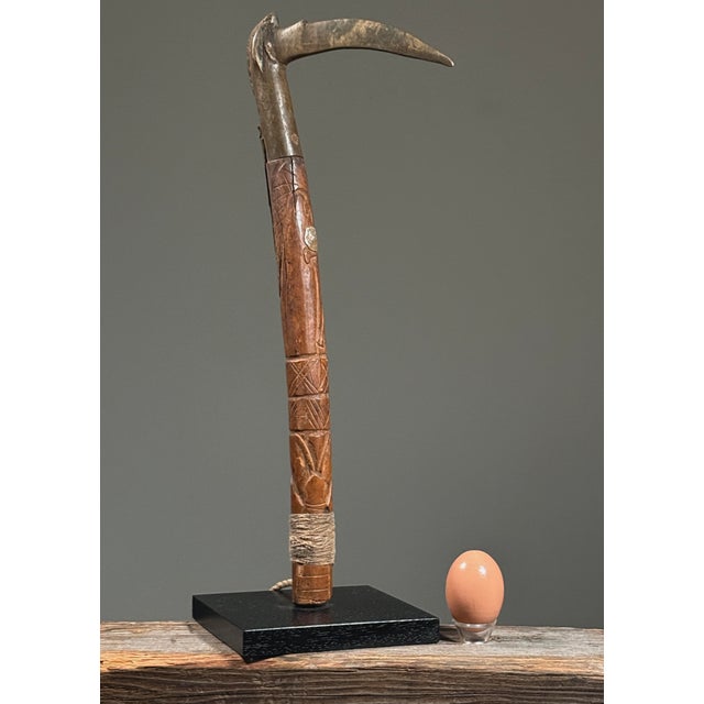 Tribal Rare Voltaic Burkina Faso Scepter With Snake Head Blade on Custom Stand For Sale - Image 3 of 12