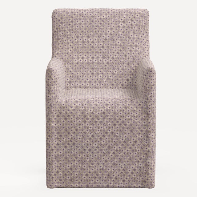 Traditional John Robshaw x Cloth & Company Sadie Slipcover Arm Dining Chair in Aalap Lavender For Sale - Image 3 of 6