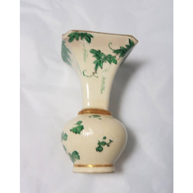 Late 19th Century Japanese Satsuma Miniature Vase With Green Leaves and Branches, and Beautiful Flowers in Relief in White For Sale - Image 15 of 18