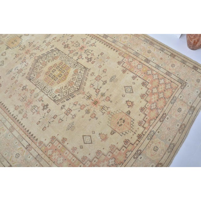 Rug & Kilim 1960s Natural Pale Vintage Hand Woven Turkish Area Rug For Sale - Image 4 of 11