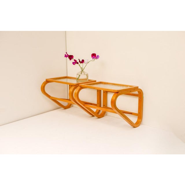 Scandinavian Bentwood and Glass Bedside Tables from Gemla, 1920s, Set of 2 For Sale - Image 12 of 16