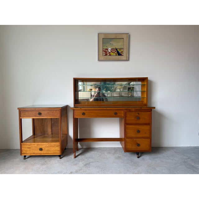 1960’s Mid-Century Modern Nightstand With Two Dovetailed Drawers and Glass Top For Sale - Image 4 of 12