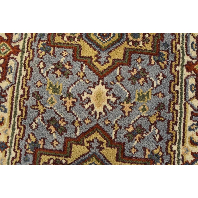 Blue Heriz Runner 2’6” X 9’9” Blue Wool Tribal Hand-Knotted Oriental Carpet For Sale - Image 8 of 12