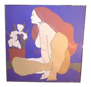 Original Post Modern Oil on Canvas-Seated Nude Female-Signed-Gabriella Sanchez-Listed American Artist