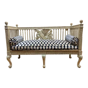 Vintage Italian Neoclassical Carved Ornate Settee Newly Reupholstered