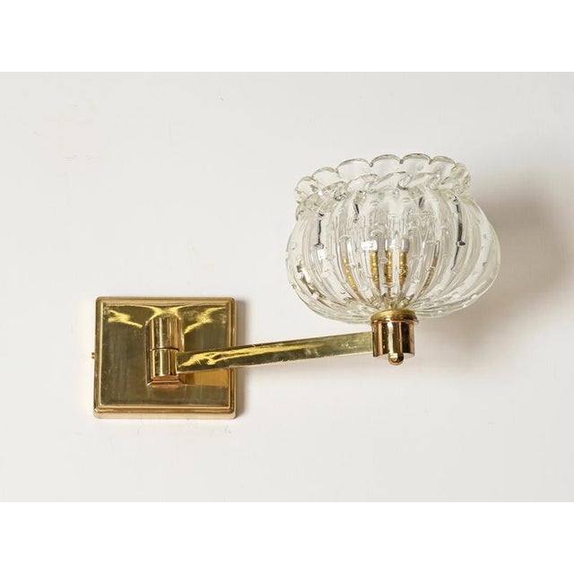 Large Adjustable Murano Glass and Brass Flower Sconces from Barovier, Italy, 1940s, Set of 2 For Sale - Image 4 of 18