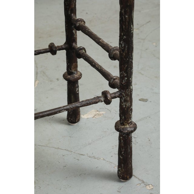 Giacometti Style Sculpture Bronzed Console With Limestone Top, C. 1970s For Sale - Image 12 of 17