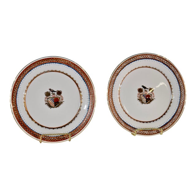 Pair of 19th Century Armorial Plates For Sale