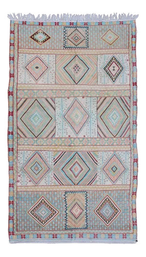 Keivan Woven Arts, S12-0303, Vintage Mid-Century Embroidered Moroccan Rug - 5′ × 9′