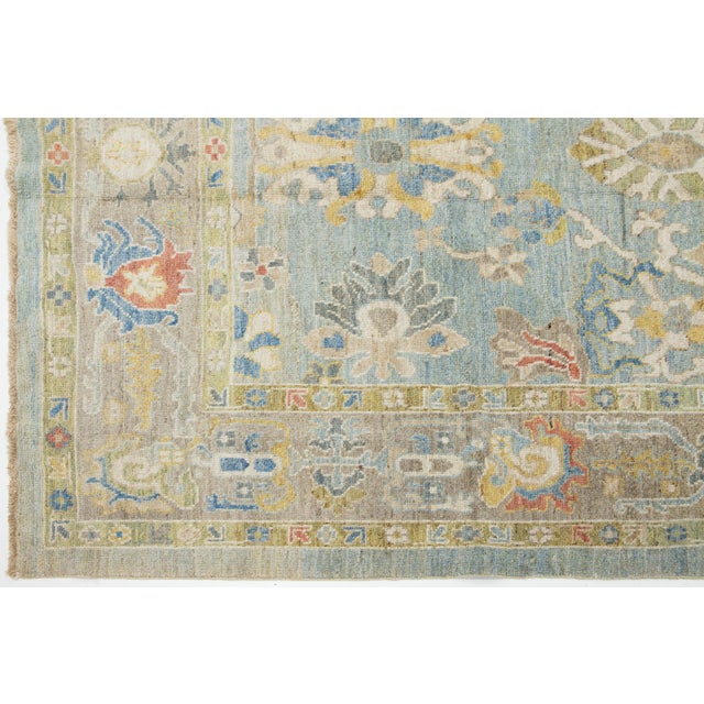 6 X 11 Apadana's Contemporary Sultanabad Blue Wool Rug For Sale In New York - Image 6 of 10