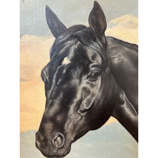 Mid 20th Century Vintage Equestrian Horse Portrait Oil Painting by James Slick - Framed For Sale - Image 5 of 16